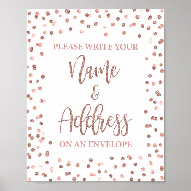 Affiche Name and Address on an Envelope Sign Rose Gold (Devant)