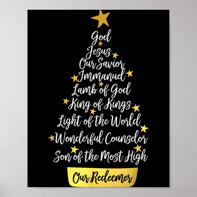 Affiche Names Of Jesus Christian Faith Christmas Tree  (Devant)