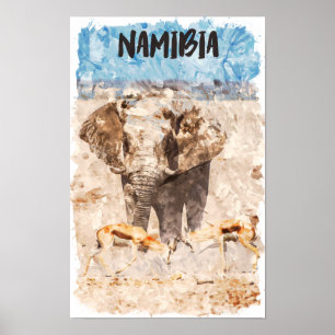 Affiche Namibie Afrique Safari Faune