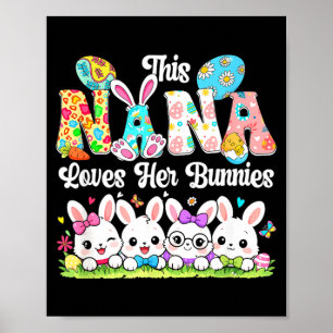 Affiche Nana aime les lapins de Pâques groupe lapins nœud 