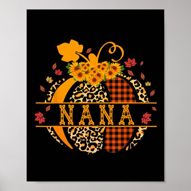 Affiche Nana Citrouille Empreinte de léopard Pour Grandma  (Devant)
