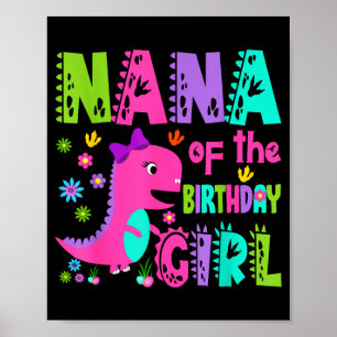 Affiche Nana de la fille d'anniversaire saurus rex dinosau