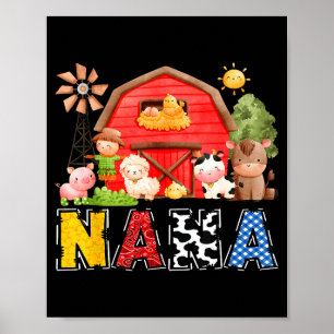 Affiche Nana ferme rouge vache Anniversaire garçon tenue d