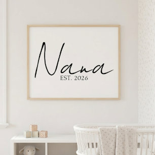 Affiche Nana Intemporelle Année EST Élégante Famille Scrip