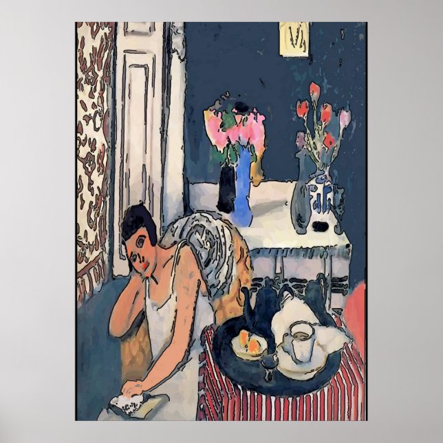 Affiche Nancy am breakfast mit Flowersl, Matisse Art (Devant)