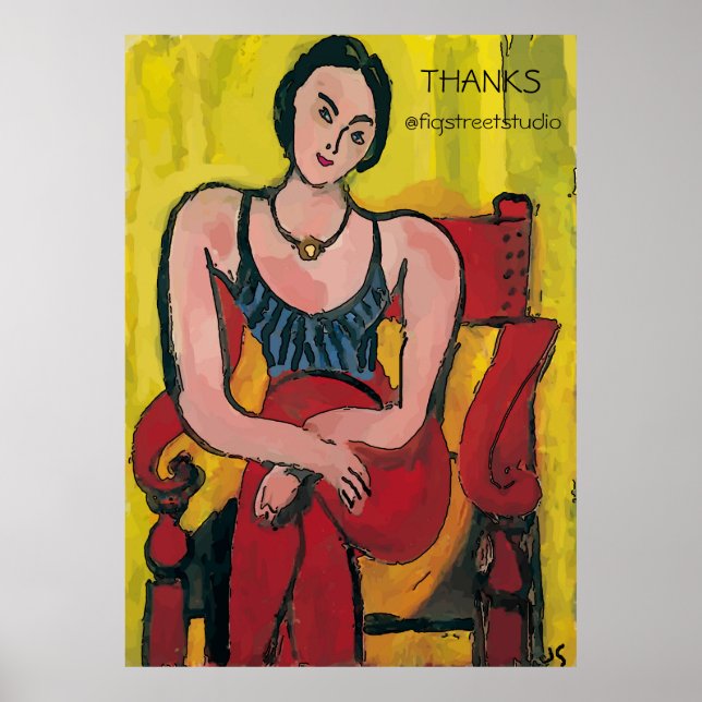 Affiche Nancy In Red Chair, MERCI, modifier le texte Poste (Devant)