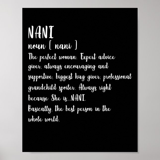Affiche Nani Définition Grand-mère Fête des mères Femmes (Devant)