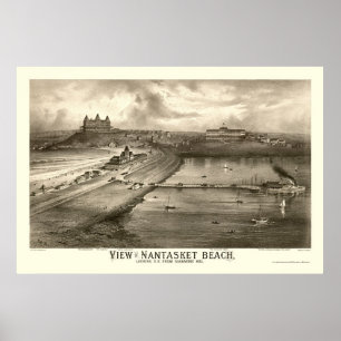 Affiche Nantasket Beach, MA Carte panoramique - 1879