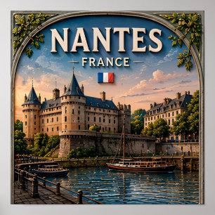 Affiche 🌙 Nantes France Château et Vues de la Rivière au