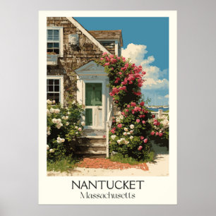 Affiche Nantucket Massachusetts Vintage Historic Home Art