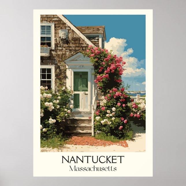 Affiche Nantucket Massachusetts Vintage Historic Home Art (Devant)