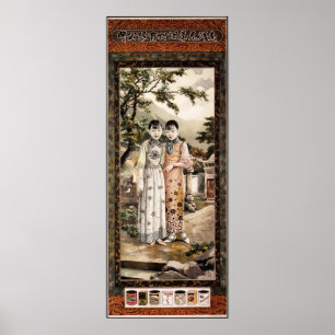 Affiche NANYANG FRÈRES TOBACCO Cigarettes vieux chinois