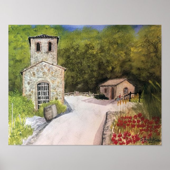 AFFICHE NAPA VALLEY WINERY WATERCOLOR (Devant)