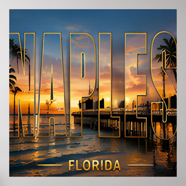 Affiche Naples Floride Côte du Golfe Voyage Souvenirs de V (Devant)