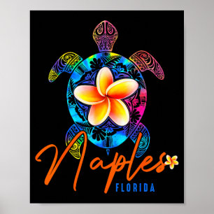 Affiche Naples Floride Tortue de Mer Tie Dye Vacances Trop