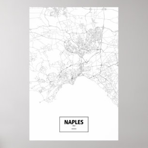 Affiche Naples, Italie (noir sur blanc)