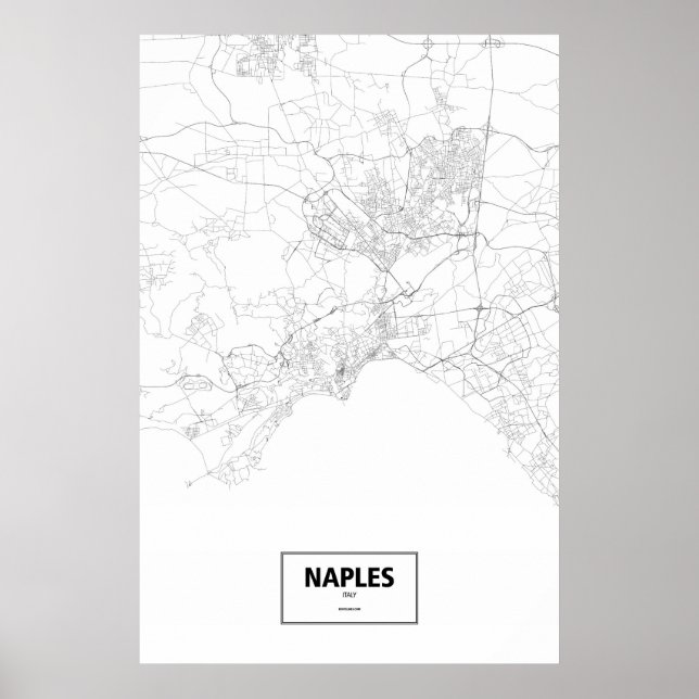 Affiche Naples, Italie (noir sur blanc) (Devant)