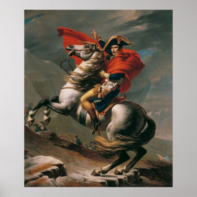 Affiche Napoléon à cheval, bataille du col Saint-Bernard (Devant)