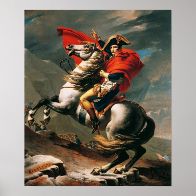 Affiche Napoléon franchissant les Alpes Peinture à l'huile (Devant)