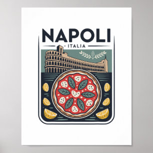 Affiche Napoli Italia Souvenir Naples Italie Pizza Et Voya