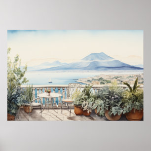 Affiche Napoli Serenity : Imprimantes d'aquarelle numériqu