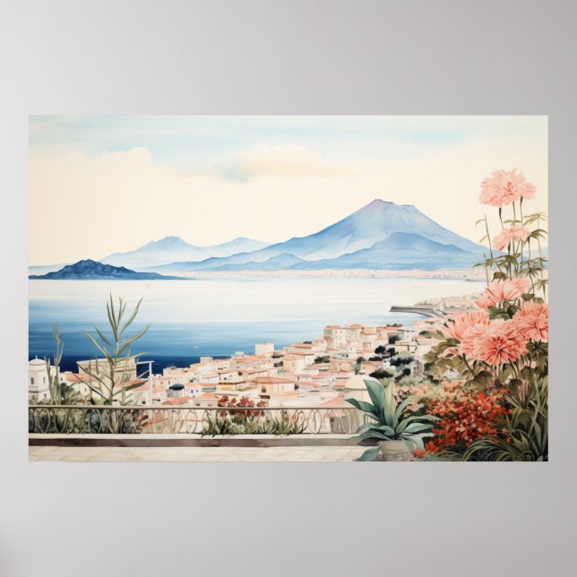 Affiche Napoli Serenity : Imprimantes d'aquarelle numériqu (Devant)