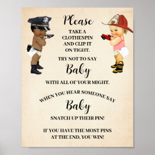 Affiche N'appelez pas le bébé Pince à linge Petit jeu de r