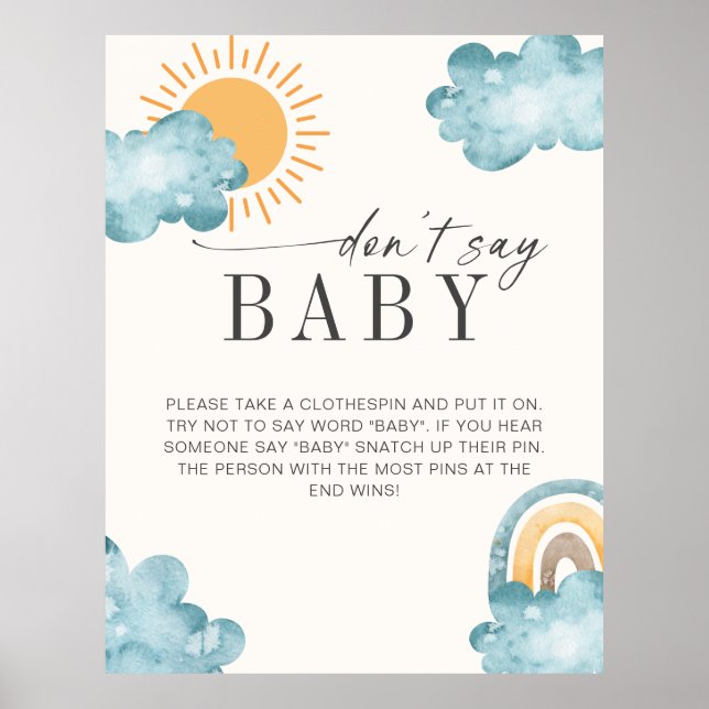 Affiche N'appelle pas bébé | Jeu Baby Shower Sunshine (Devant)