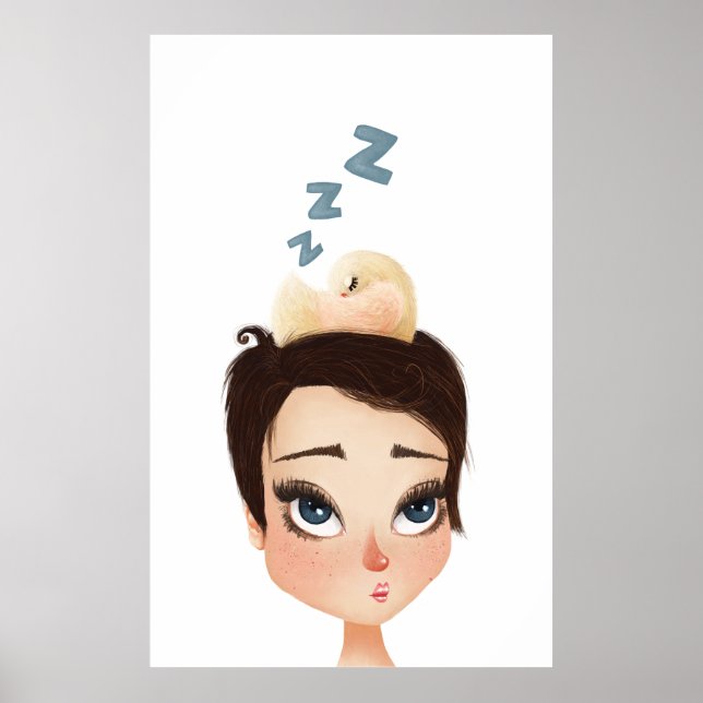 Affiche Napping Birdie sur un pixie (Devant)