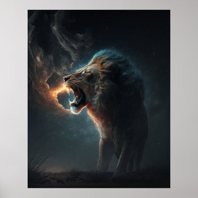 Affiche N'approchez pas l'affiche de lion en colère (Devant)