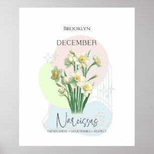 Affiche Narcisse Fleur de naissance de décembre
