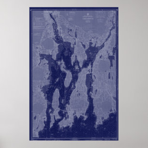 Affiche Narragansett Bay Newport Map Nautical Chart Art