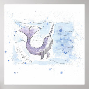 Affiche Narwhal Wild et design libre