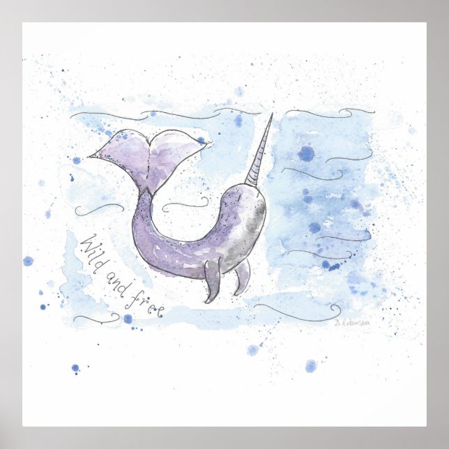 Affiche Narwhal Wild et design libre (Devant)