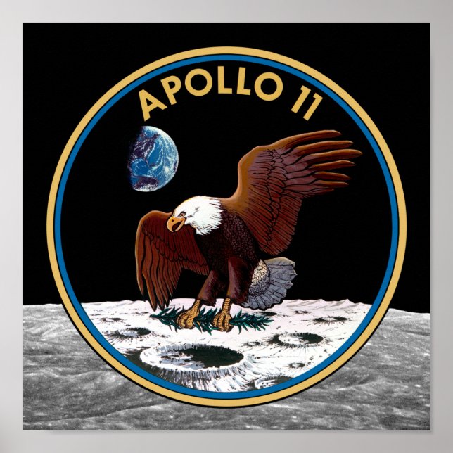 Affiche NASA Apollo 11 Atterrissage Lunaire Insigne Patch (Devant)