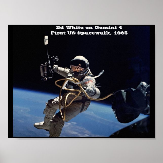 Affiche NASA Ed White on Gemini 4 First US Spacewalk, 1965 (Devant)