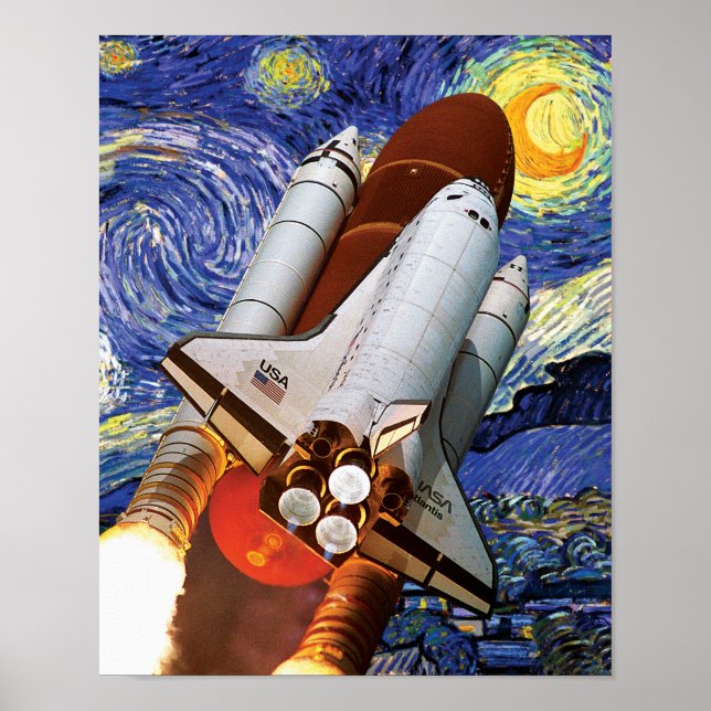 Affiche NASA Space Shuttle Lancement Van Gogh Starry Night (Devant)