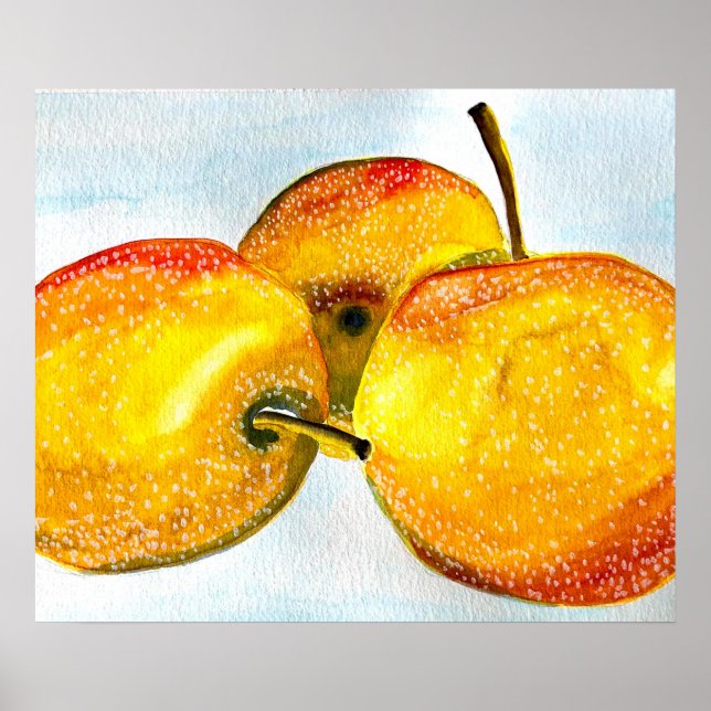 Affiche Nashi poire aquarelle fruit art (Devant)