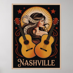 Affiche Nashville Music Art - Retro Country Vibes