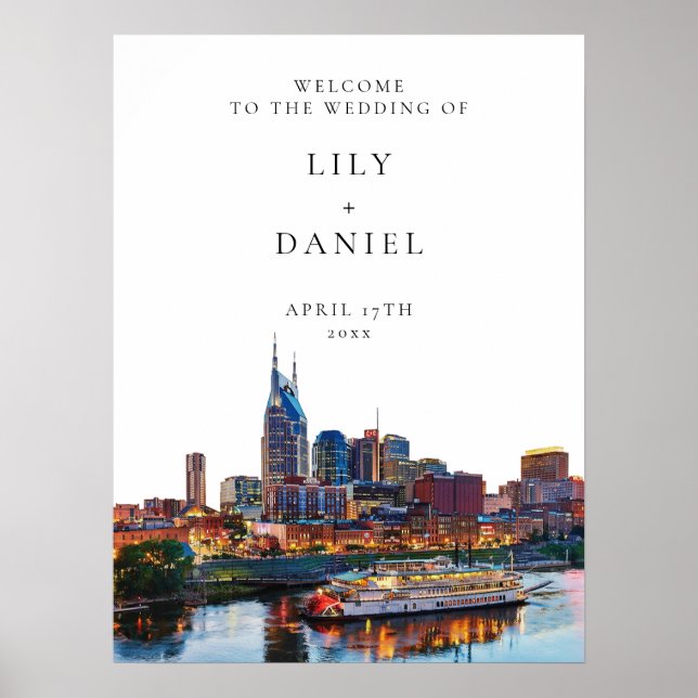 Affiche Nashville Riverfront Wedding Welcome Sign (Devant)
