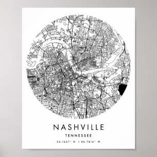 Affiche Nashville Tennessee Minimal moderne Circle Street