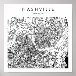 Affiche Nashville Tennessee Minimal Moderne Street Map