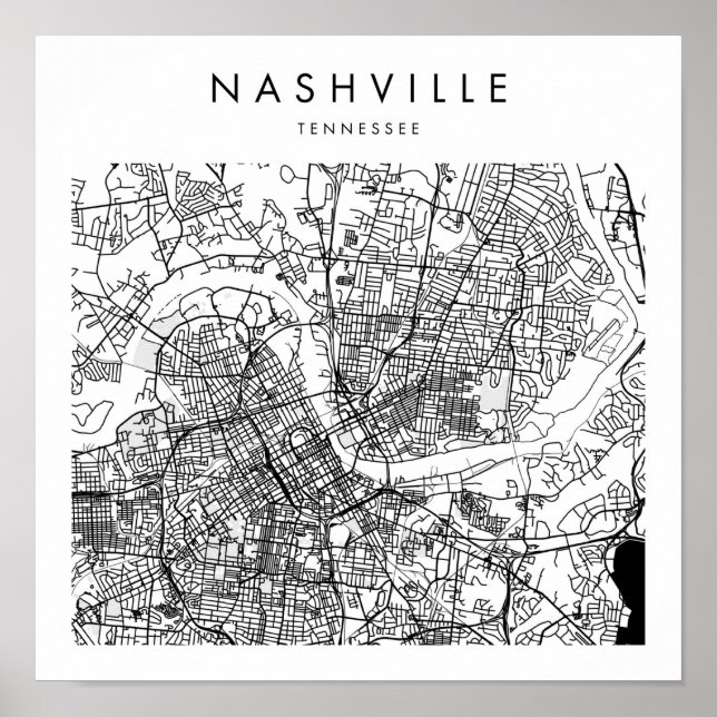 Affiche Nashville Tennessee Minimal Moderne Street Map (Devant)
