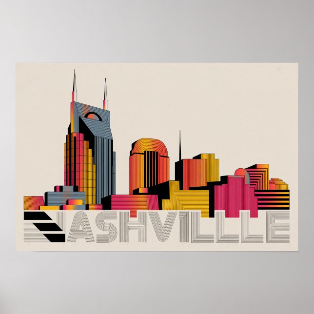Affiche Nashville Tennessee Skyline Abstract Art (Devant)