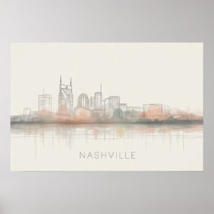Affiche Nashville Tennessee Skyline Art Abstrait