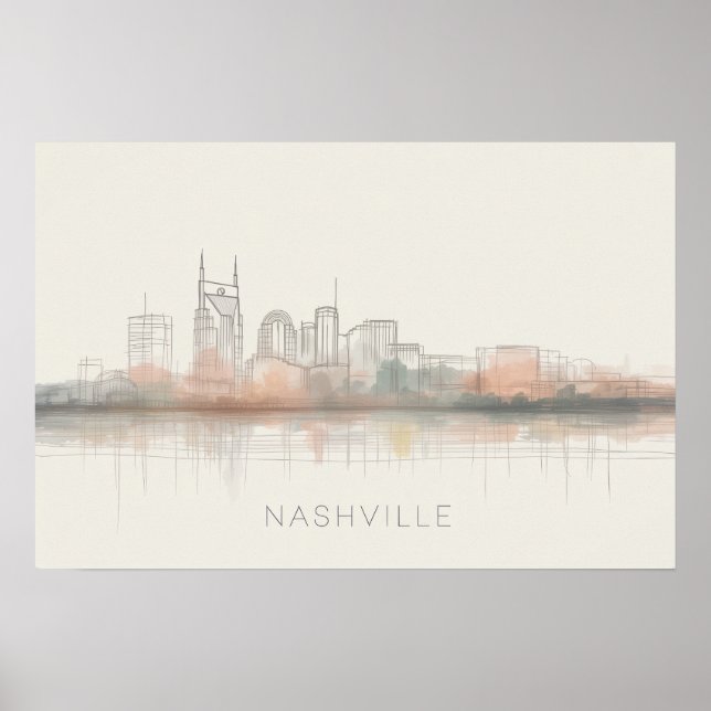 Affiche Nashville Tennessee Skyline Art Abstrait (Devant)