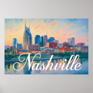 Affiche Nashville Tennessee Skyline Impressionist