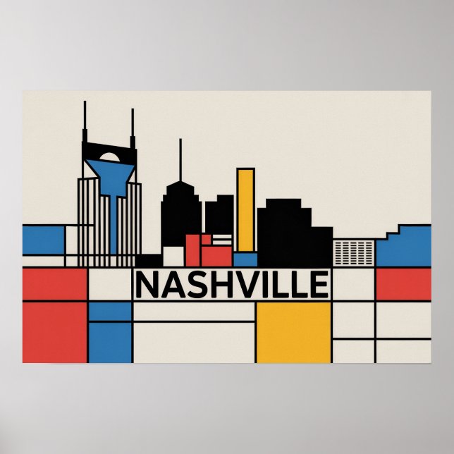 Affiche Nashville Tennessee Skyline Modern Art (Devant)