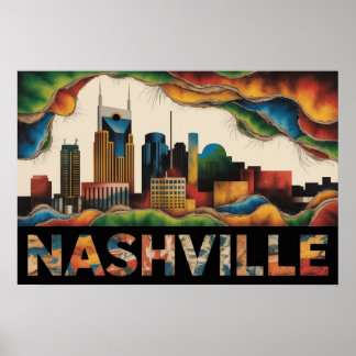 Affiche Nashville Tennessee Skyline Surrealist Print