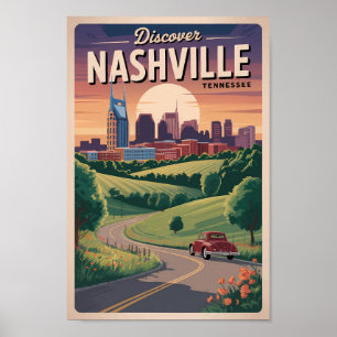 Affiche Nashville Tennessee Southern Road Travel Art